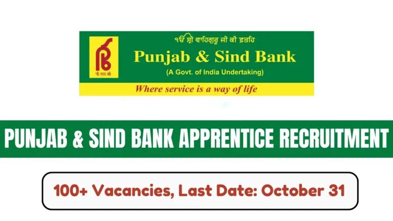 Punjab and Sind Bank Apprentice Recruitment