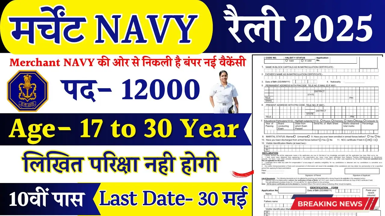 Merchant Navy Recruitment 2025 – 24000 vacancies for 10th pass candidates, apply now for Indian Navy job