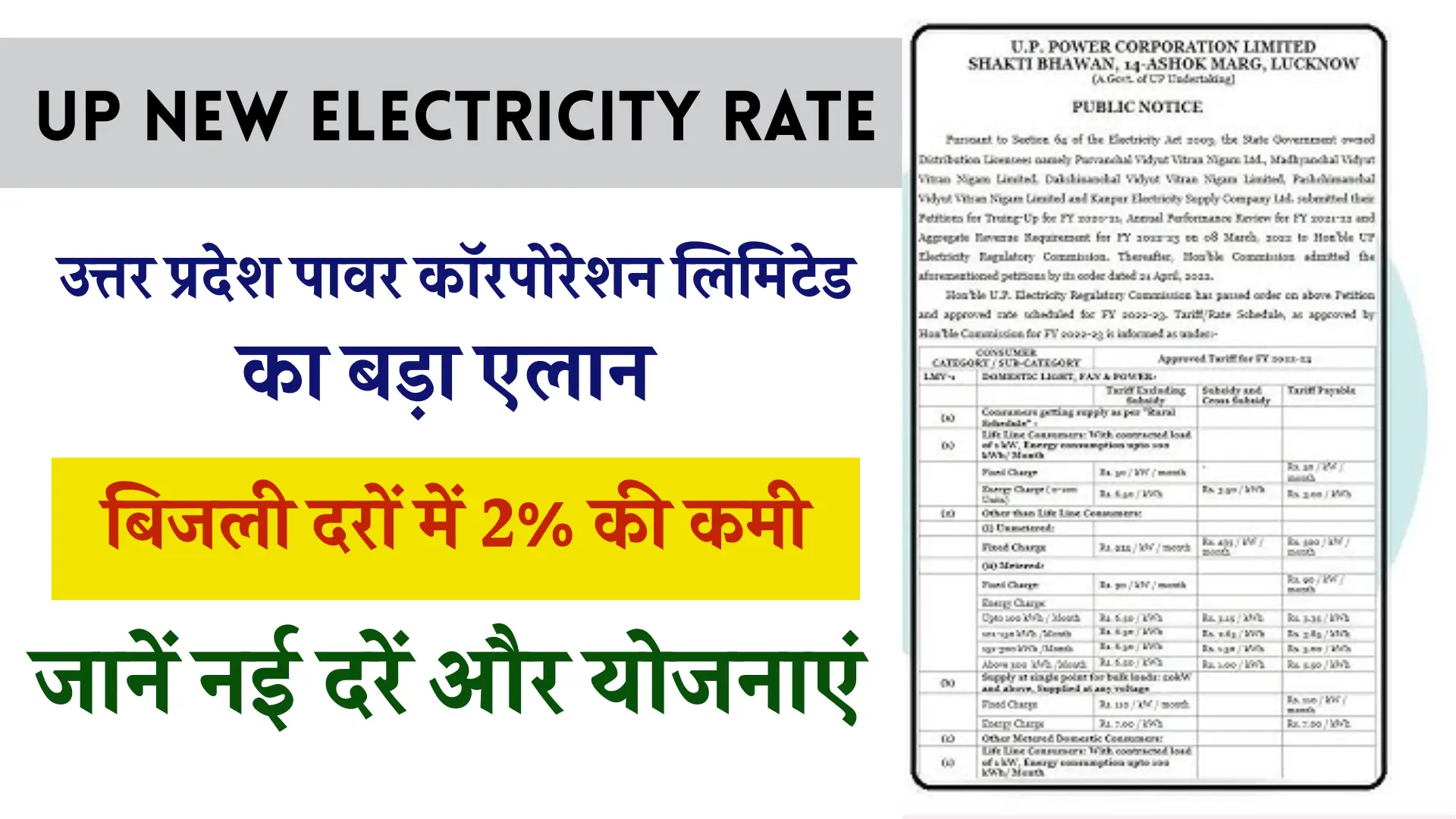 UP New Electricity Rate